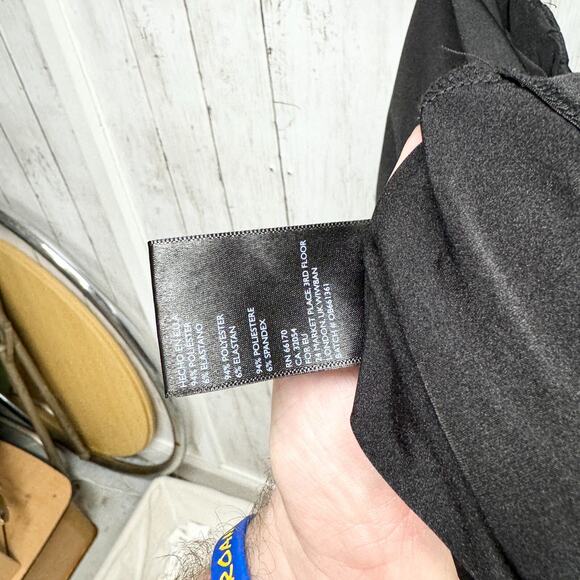 Silence + Noise Dress Women Size L Mini Short Sleeve Keyhole Black Cropped Like - Picture 5 of 6